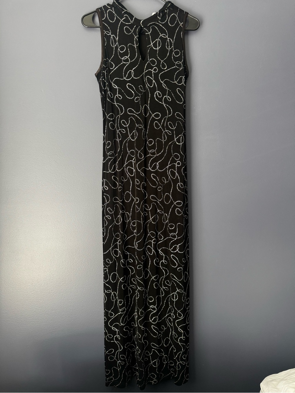 VTG Ronni Nicole Long Length Stretch Gown Bedazzled Formal Wear Black Tie Dress